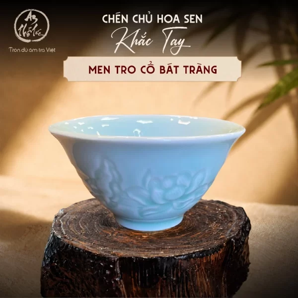 Chén Chủ Hoa Sen Khắc Tay