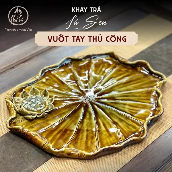 Khay Trà Lá Sen Vuốt Tay